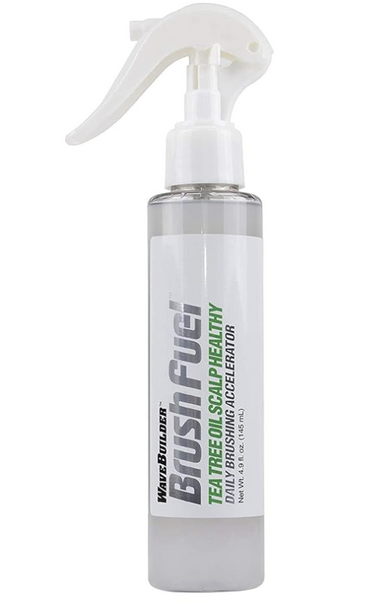 Spray bottle labeled 'Brush Fuel' on a white background